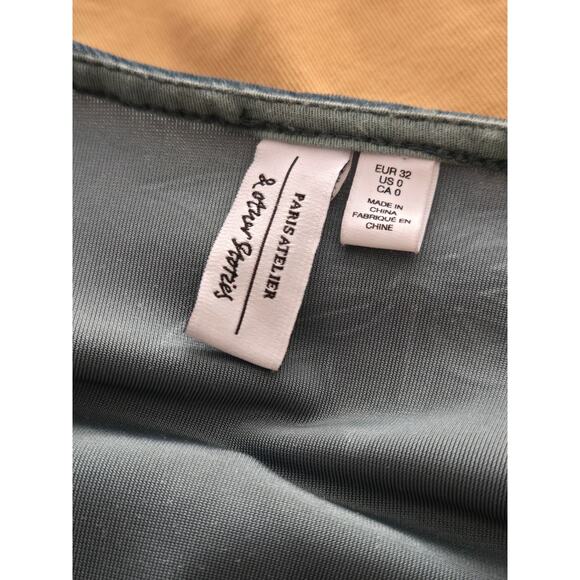 Paris Atelier & Other Stories Womens Green Velvet Floral Midi Wrap Dress LS SZ 0 - Picture 7 of 8